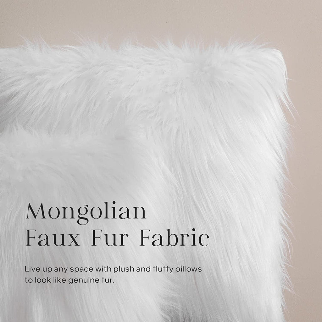 Faux Fur Decorative Pillow Cover – Fluffy 18x18", Luxury White for Bedroom & Couch