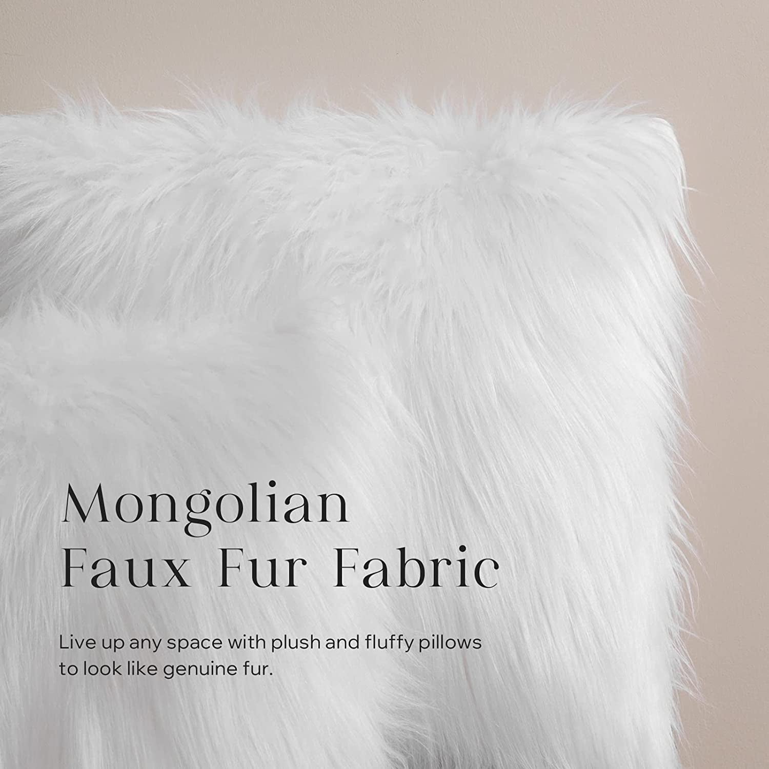 Faux Fur Decorative Pillow Cover – Fluffy 18x18", Luxury White for Bedroom & Couch