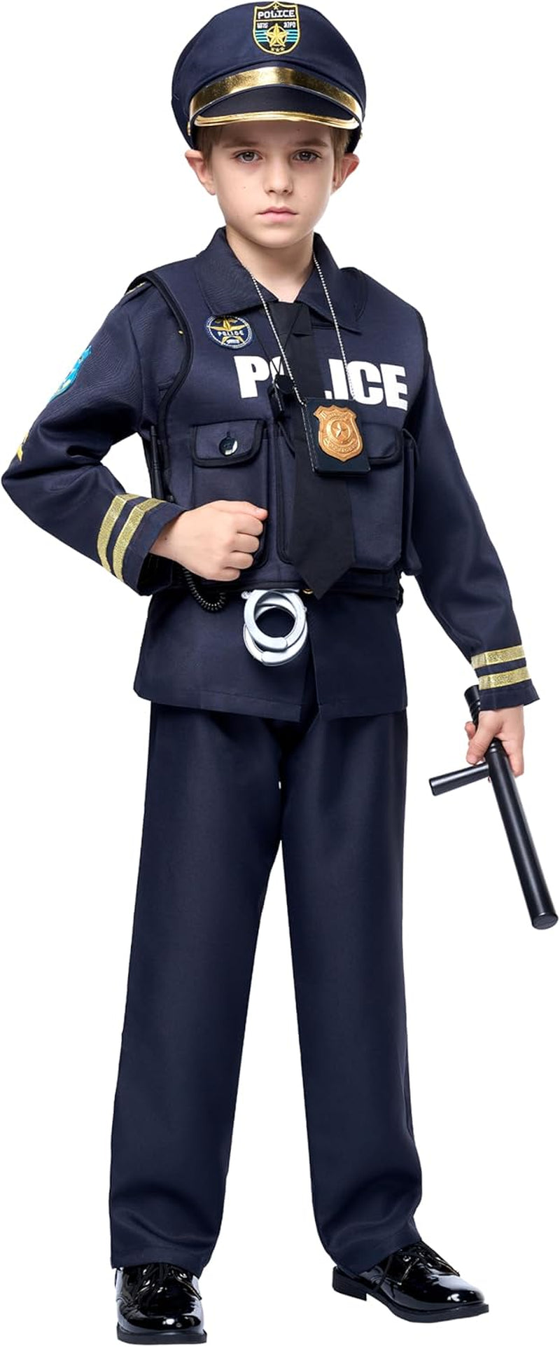 Police Costume for Kids (Boys) in Dark Premium Style for Police Themed Events, Parties, and More