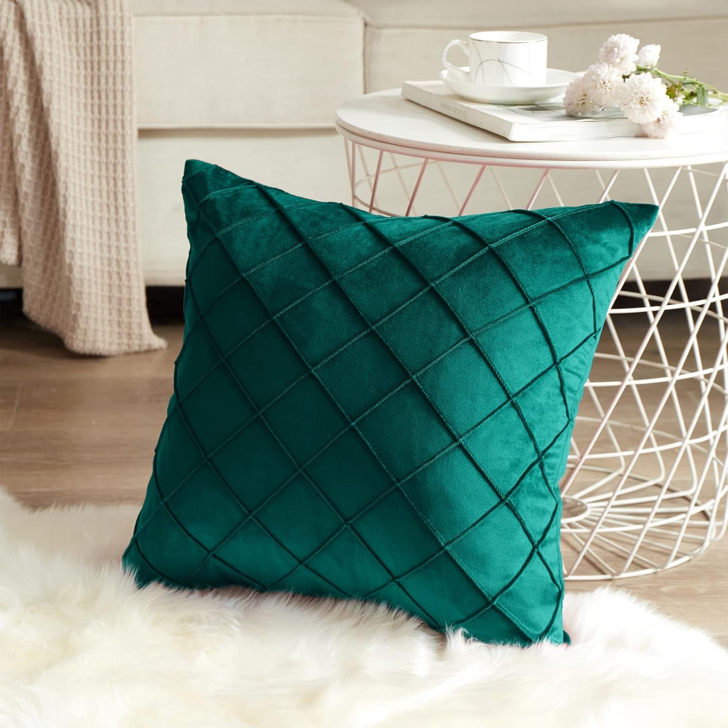 Pack of 2 Velvet Throw Pillow Covers – 16x16", Soft Solid for Sofa, Bedroom & Outdoors
