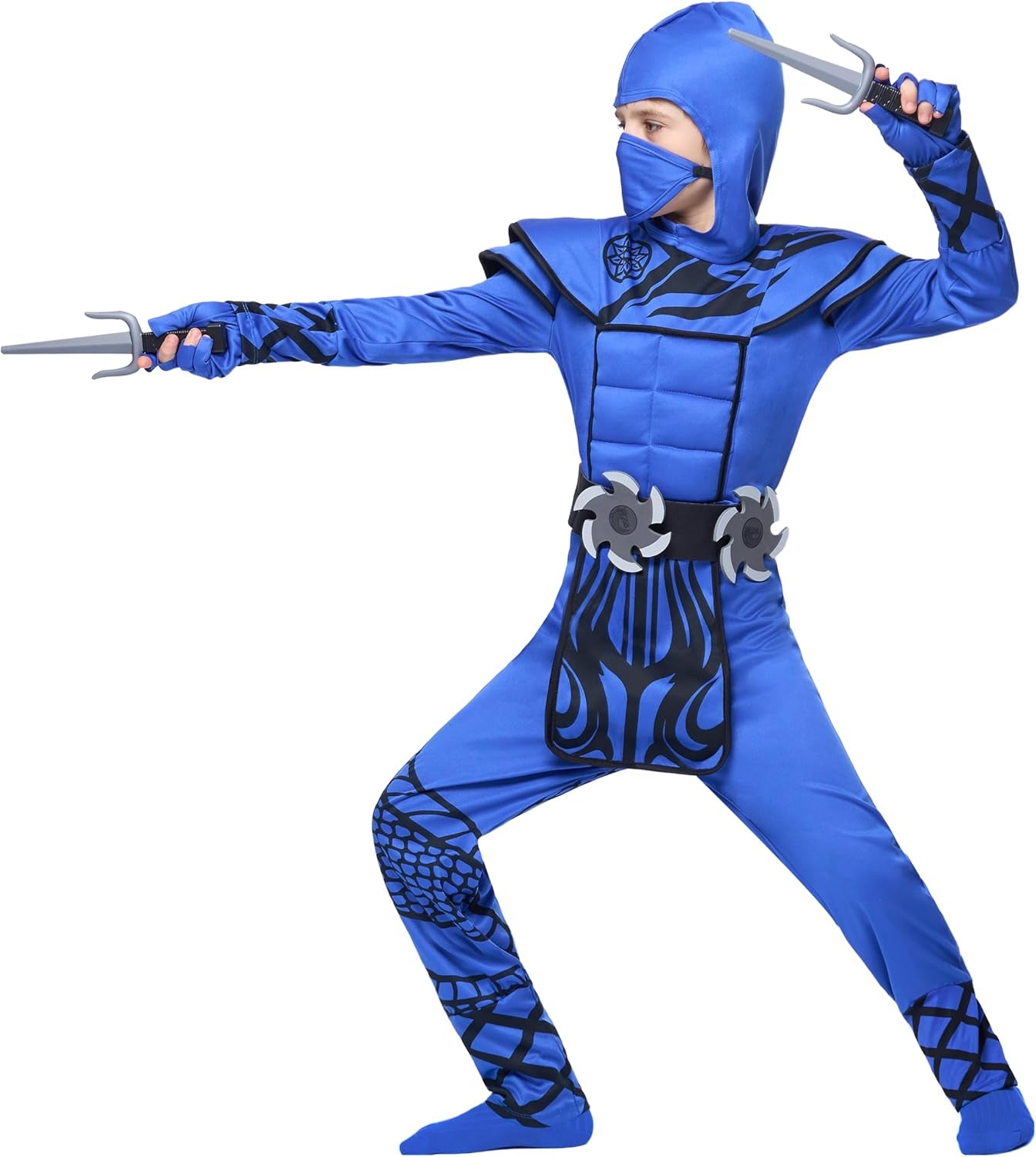 Boys Ninja Costume, Dragon Scales Ninja Outfit with Accessories for Kids Toddler Halloween Parties