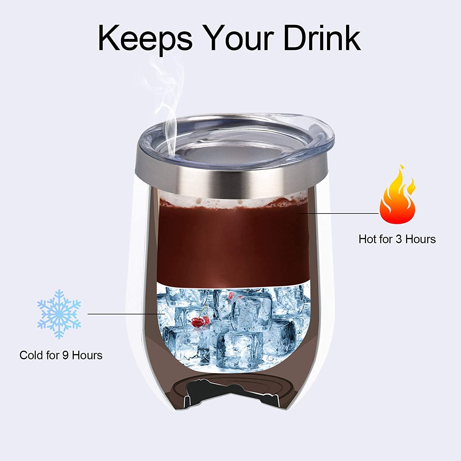8 Pack 12Oz Stainless Steel Wine Tumblers, Insulated Wine Tumbler, Double Wall Insulated Wine Glass, Stainless Steel Stemless Wine Cups with Lids for Coffee, Wine, Cocktails, Champaign, White