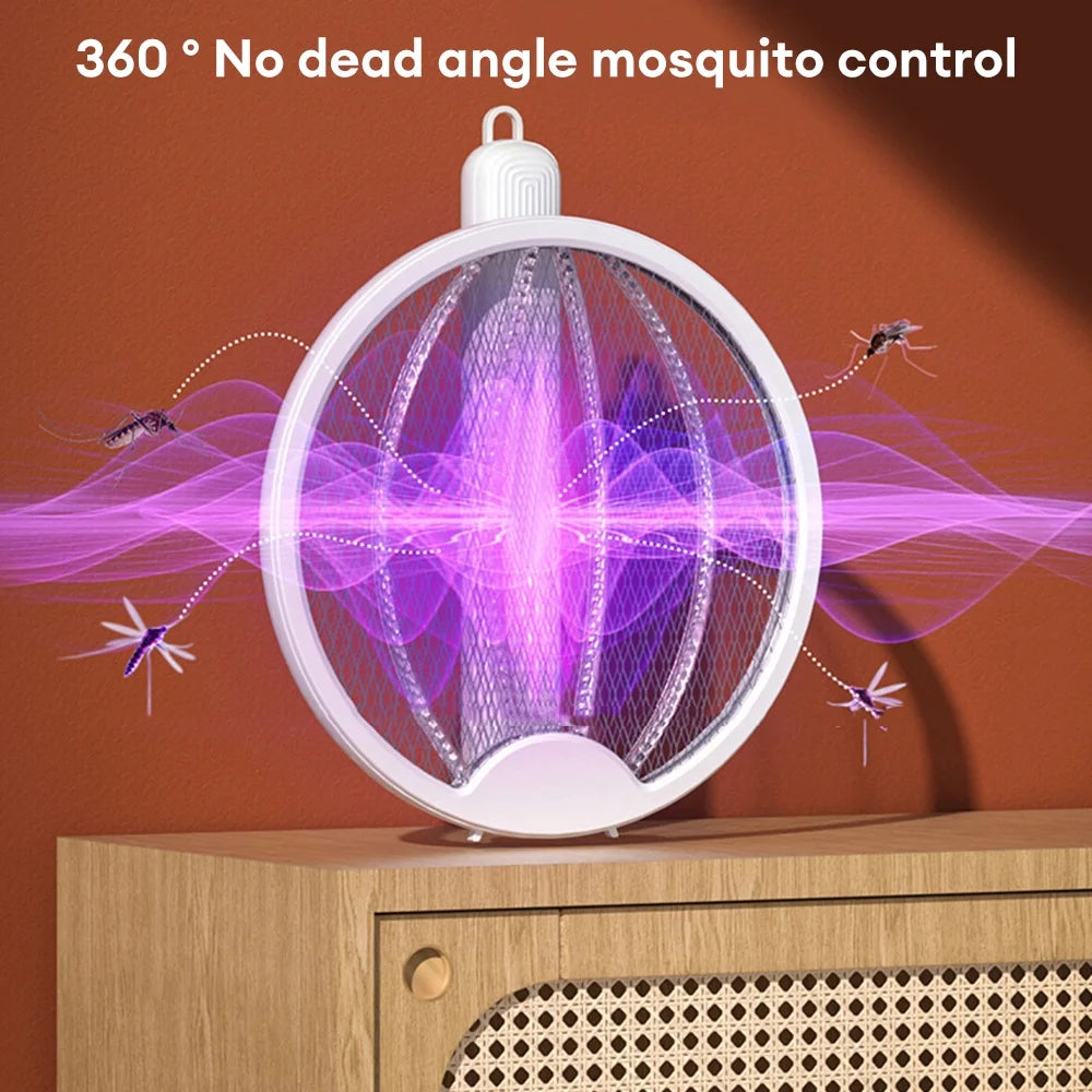 Electric Fly Swatter Racket, 2 in 1 Electric Bug Zapper USB Rechargeable, 2700V Indoor Outdoor Mosquitoes Zapper, Cordless Insect Killer Trap Home Office Camping Patio