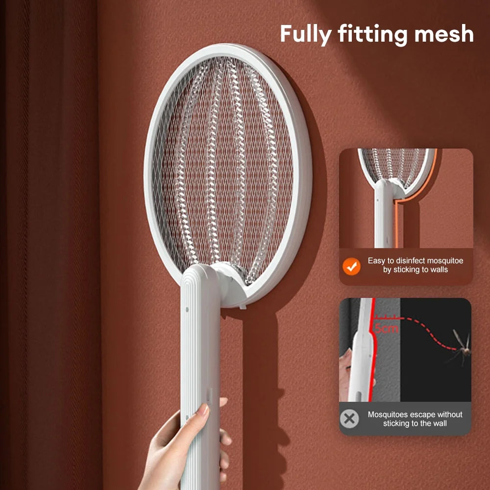 Electric Fly Swatter Racket, 2 in 1 Electric Bug Zapper USB Rechargeable, 2700V Indoor Outdoor Mosquitoes Zapper, Cordless Insect Killer Trap Home Office Camping Patio