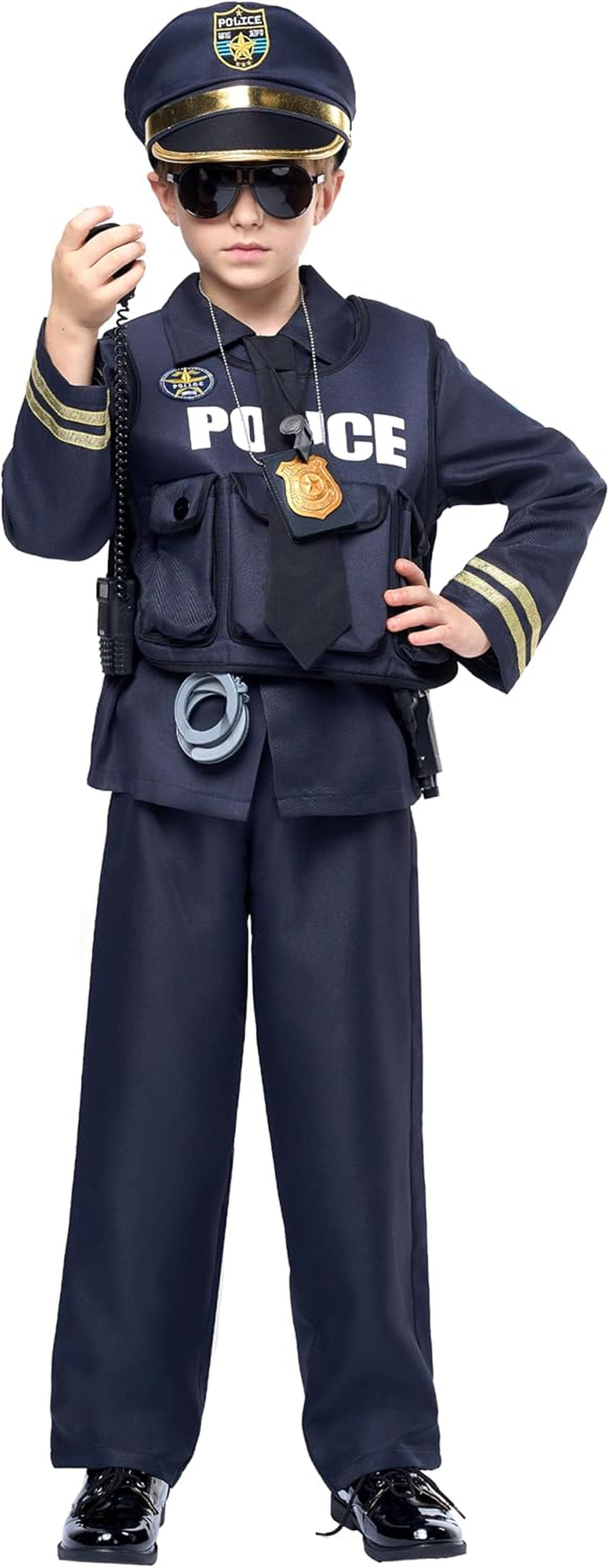 Police Costume for Kids (Boys) in Dark Premium Style for Police Themed Events, Parties, and More