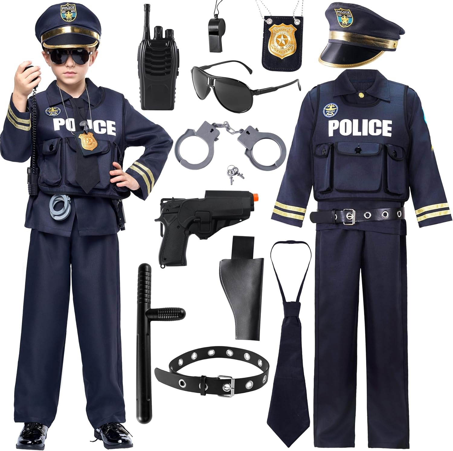 Police Costume for Kids (Boys) in Dark Premium Style for Police Themed Events, Parties, and More