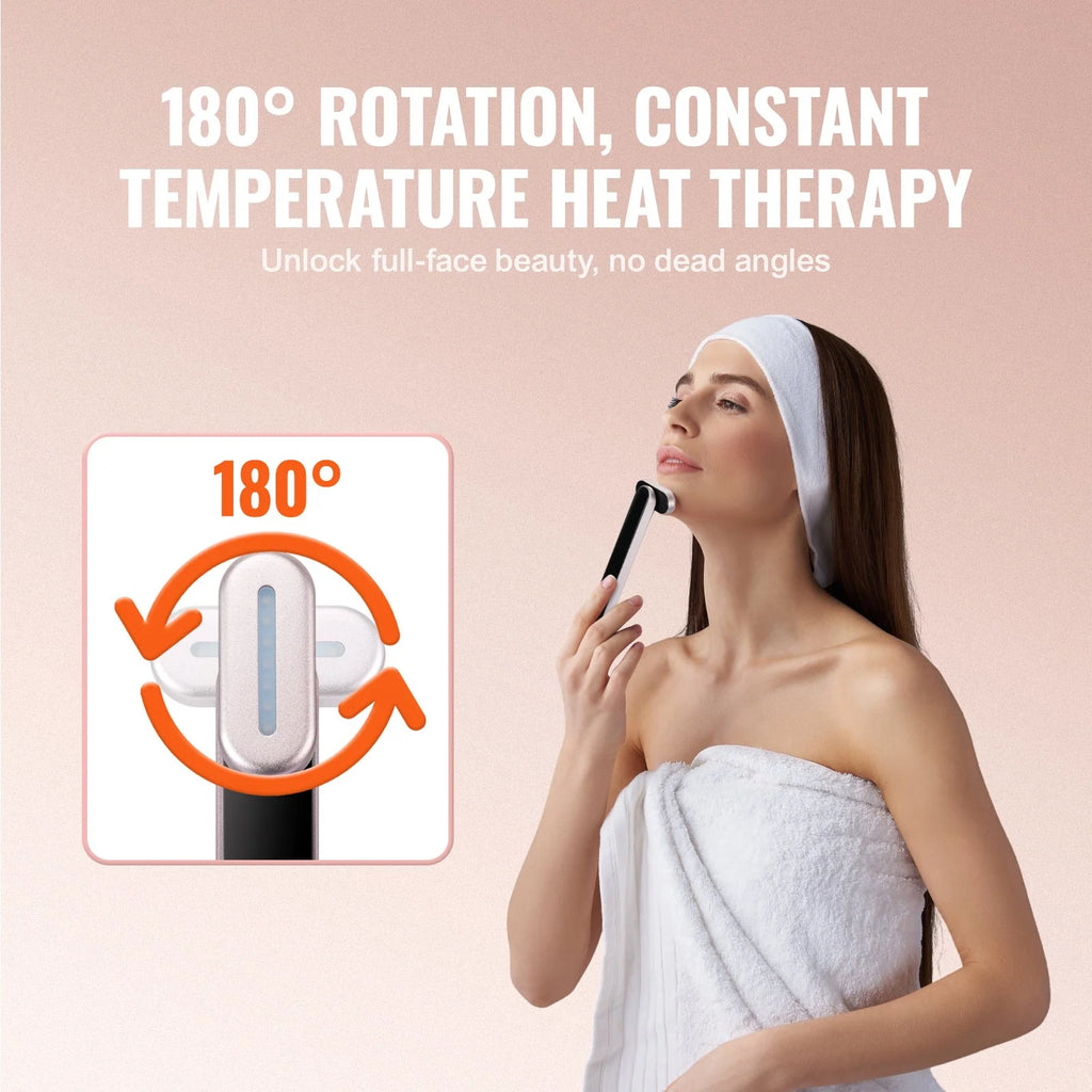 Red Light Therapy Wand for Face and Neck - 3-in-1 LED Device with Heating and Vibrating Massage Features, Portable Beauty Tool