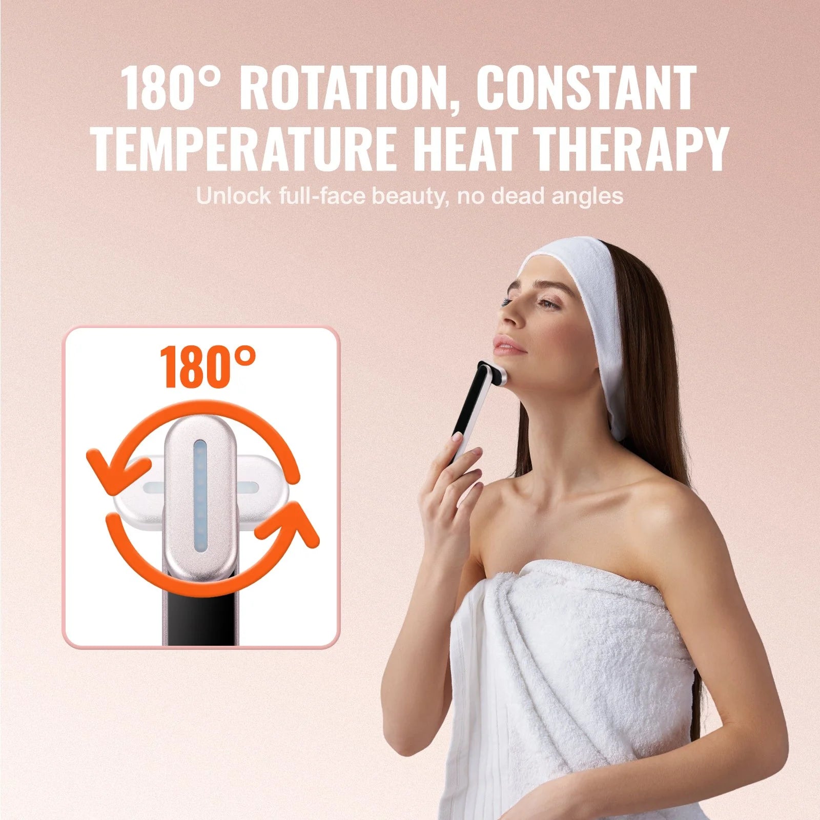 Red Light Therapy Wand for Face and Neck - 3-in-1 LED Device with Heating and Vibrating Massage Features, Portable Beauty Tool
