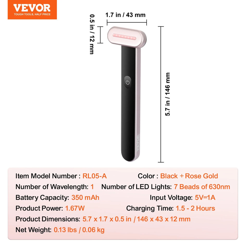 Red Light Therapy Wand for Face and Neck - 3-in-1 LED Device with Heating and Vibrating Massage Features, Portable Beauty Tool