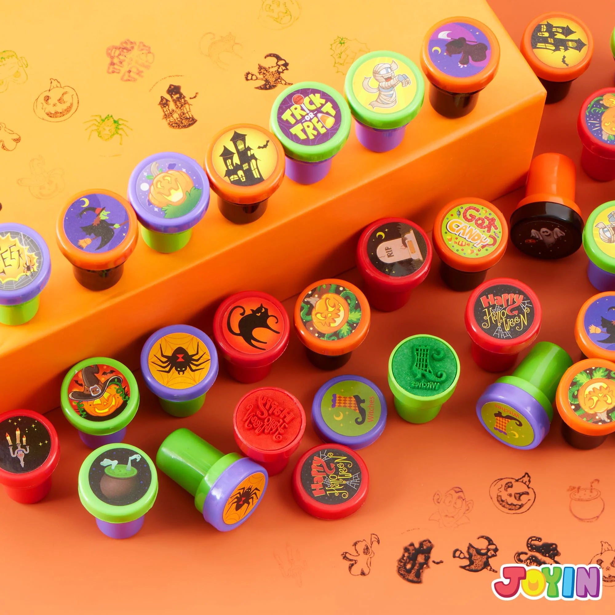 50 Pcs Halloween Assorted Stamps for Kids,Halloween Stampers Halloween Stuff Halloween Goodies Bags Prizes,Halloween Toys for Trick or Treaters Gift,Halloween Party Favor