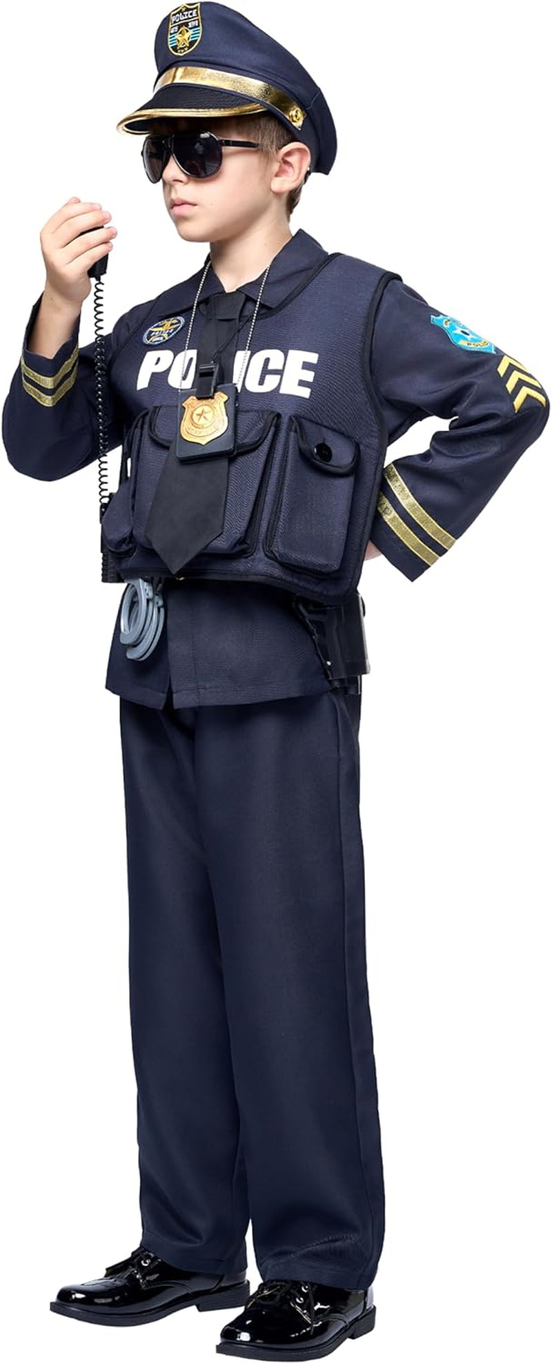 Police Costume for Kids (Boys) in Dark Premium Style for Police Themed Events, Parties, and More