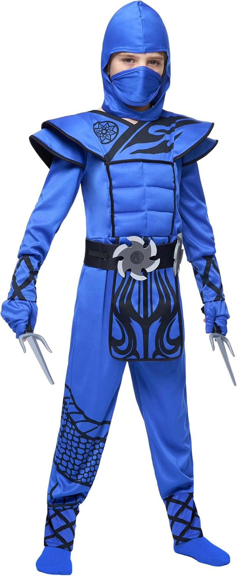 Boys Ninja Costume, Dragon Scales Ninja Outfit with Accessories for Kids Toddler Halloween Parties