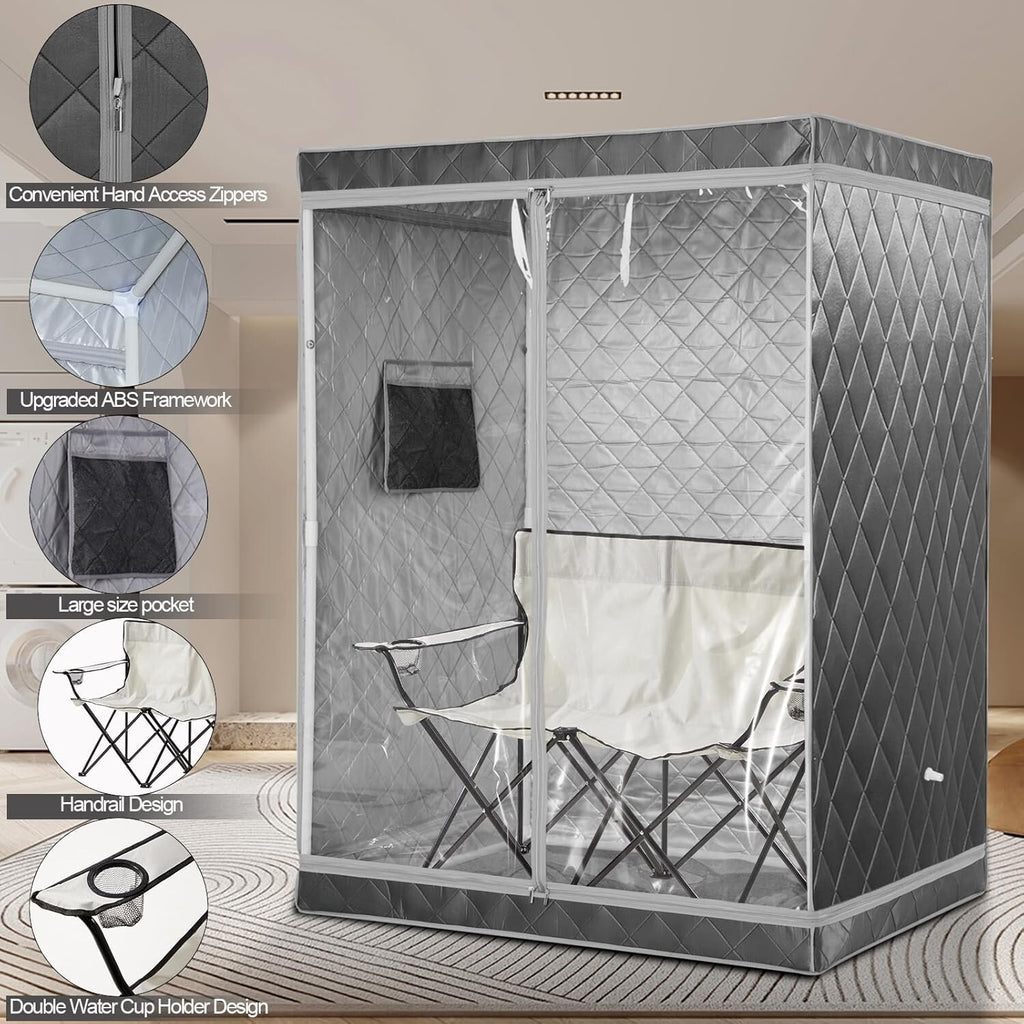 Full Size 2 Person Portable Sauna, Steam Sauna Set, Portable Sauna Tent For